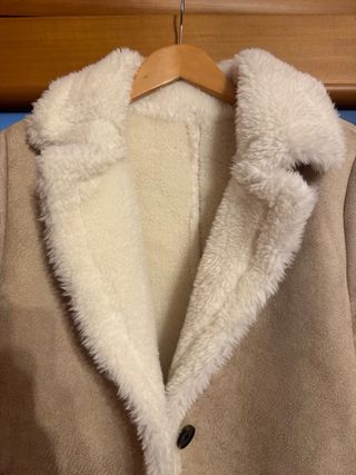 Montone donna beige e bianco