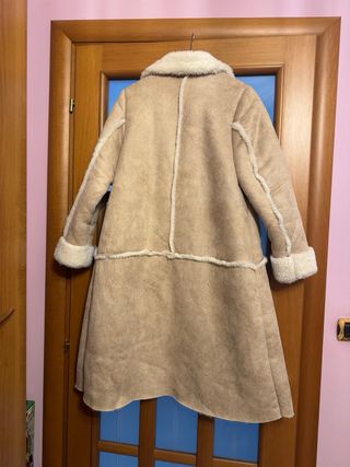 Montone donna beige e bianco