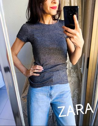❤️ZARA TOP PLATEADO