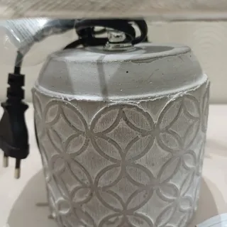 Coppia Lampade Tavolo Comodino Ceramica Tessuto