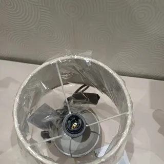 Coppia Lampade Tavolo Comodino Ceramica Tessuto