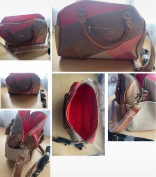 Bolso Desigual tipo bowling tonos tierra-rojo