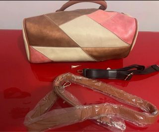 Bolso Desigual tipo bowling tonos tierra-rojo