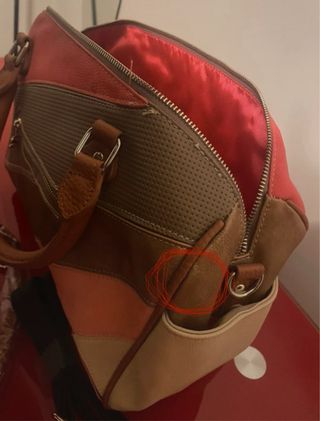 Bolso Desigual tipo bowling tonos tierra-rojo