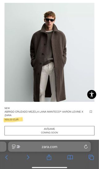 Abrigo Largo Lana y Cachemira Zara Talla M