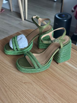 Sandalias Castañer Talla 36 Verdes Brillantes