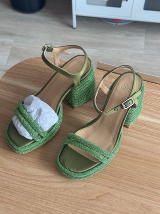 Sandalias Castañer Talla 36 Verdes Brillantes