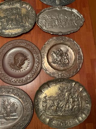 Piatti decorativi vintage rame, bronzo e argento