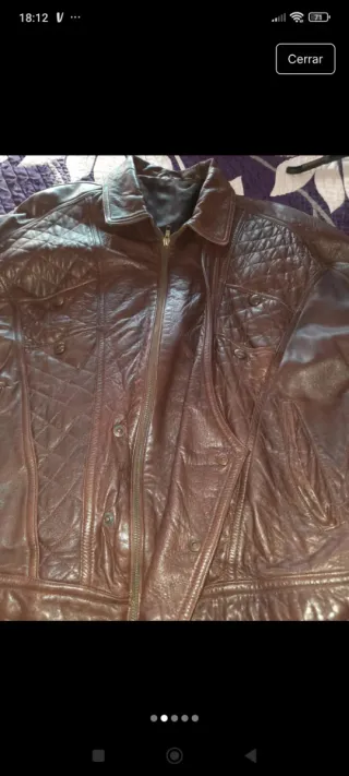 Chaqueta de piel marrón hombre