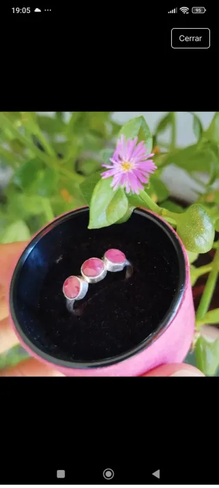 Anillo Plata con Piedras Rosas