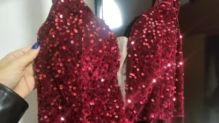 Vestido elegante lentejuelas y terciopelo