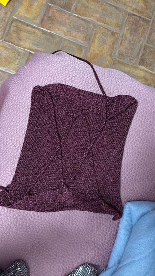 Top fiesta purpurina rosa talla S