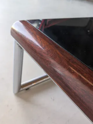 Mesa centro madera teca y cromo años 70