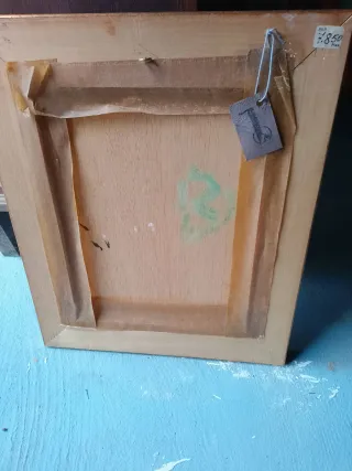 Cuadro Vintage Pájaro Flores Tabla Dorado