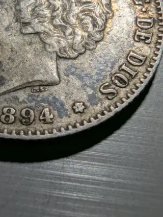 1 Peseta Alfonso XIII 1894 Plata