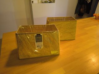 2 Pantallas Lámpara Velador Mimbre Beige/Dorado