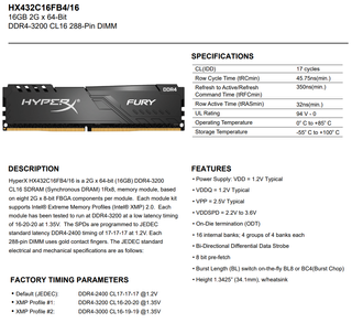 Kingston HyperX Fury 32GB (2x16GB) DDR4 3200MHz