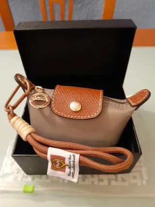 Monedero Longchamp Gris y Marrón
