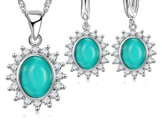 Colgante y pendientes plata 925 turquesa