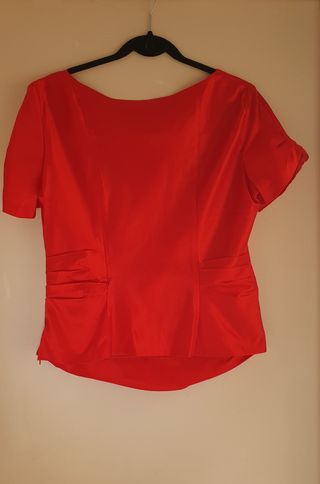 Blusa noche de seda roja con escote cruzado