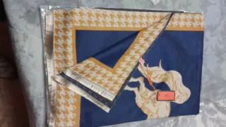 Phasmina de cachemir azul y dorado, precio unidad