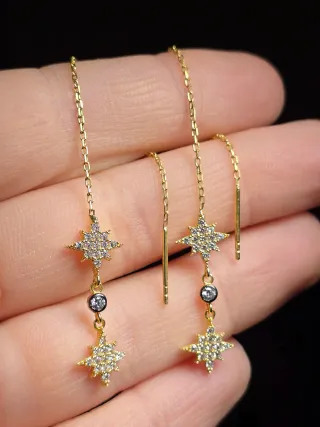 Orecchini pendenti oro 925 zirconi