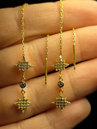 Orecchini pendenti oro 925 zirconi