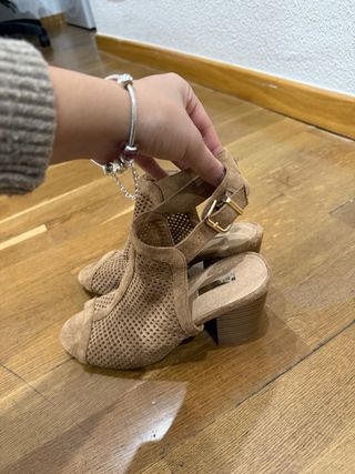Sandalias Beige/Marrón Cuña Abiertas