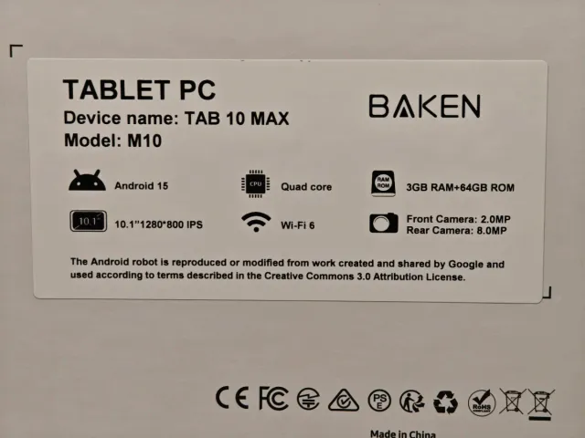 Tablet Baken 10 Max Android Negra
