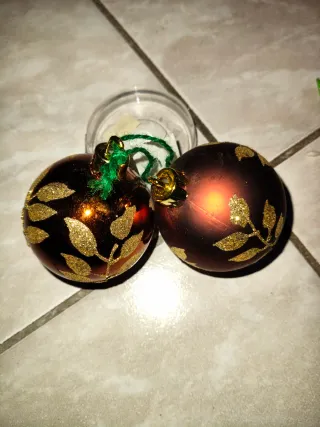 10 Palle Albero Natale Vetro Dorate