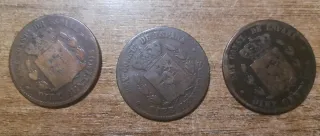 3 Monedas Alfonso XII de 10 ctms