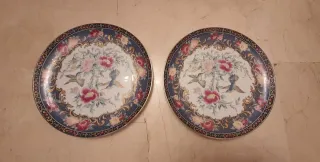 Set di 2 Piatti in Ceramica Giapponese Fiori e Uccelli