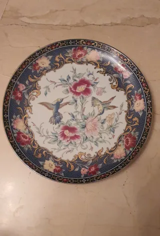 Set di 2 Piatti in Ceramica Giapponese Fiori e Uccelli