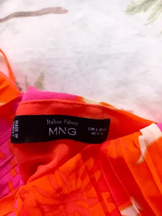 Vestido largo estampado floral naranja y rosa