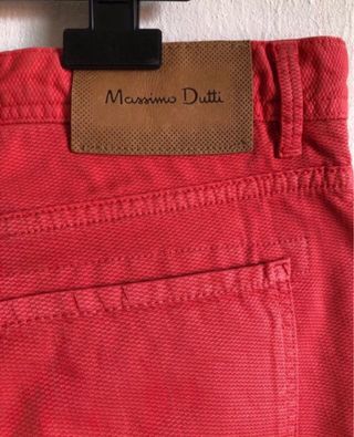 Pantalón Massimo Dutti Slim Fit Talla M Rojo