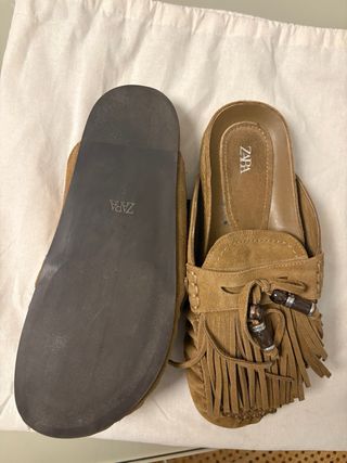 Zuecos Zara flecos marrones T37