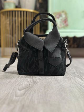 Bolso original camisa marrón, negro y blanco