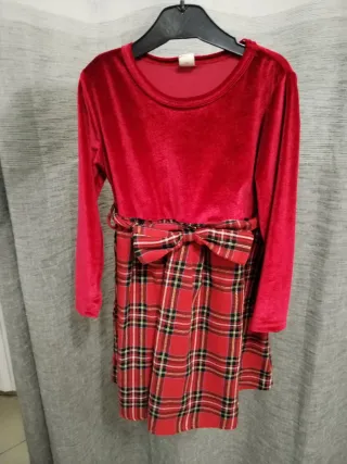 Vestito Natale Rosso Velluto e Scozzese