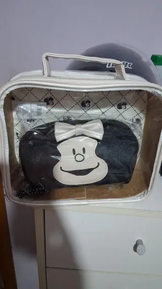 Neceser Mafalda 2 en 1 Negro y Blanco