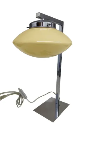 Candeeiro de mesa OVNI opal vidro e metal