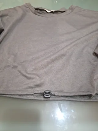 Sudadera SHEIN gris crop top ajustable Talla L