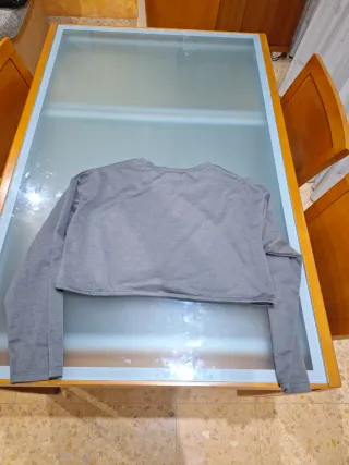 Sudadera SHEIN gris crop top ajustable Talla L