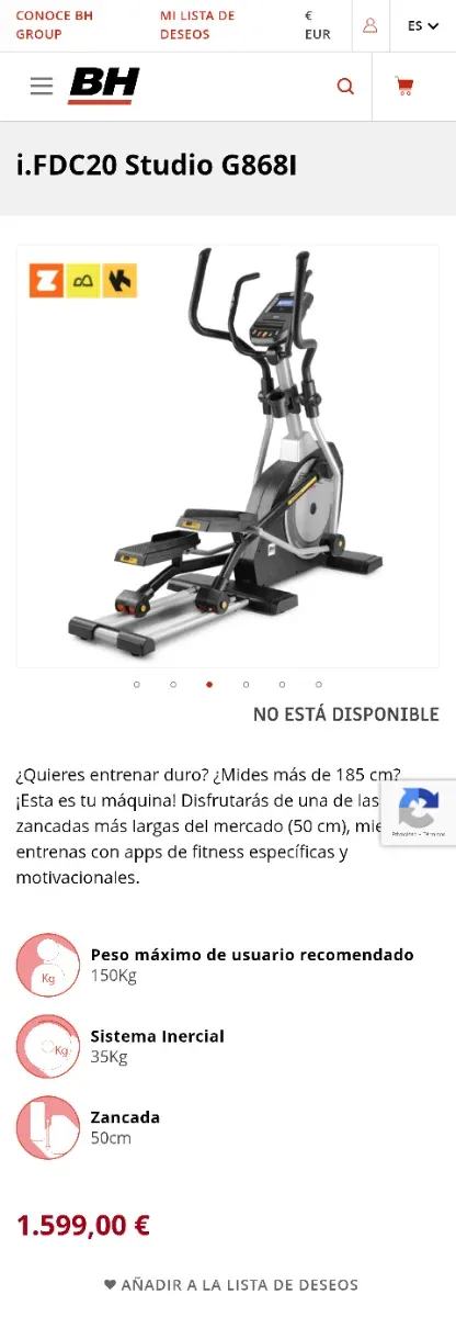 Bicicleta Elíptica BH I.FDC20 Studio