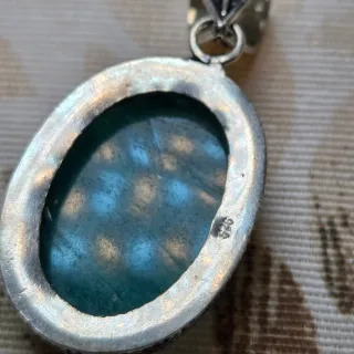 Colgante Plata 925 Esmeralda Ovalada