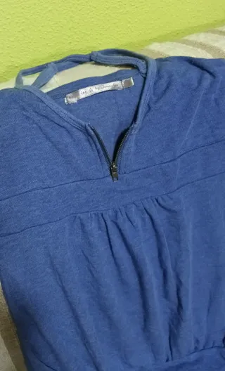 Top azul cremallera escote S/36