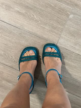 Sandalias Castañer tacón fiesta azul T37
