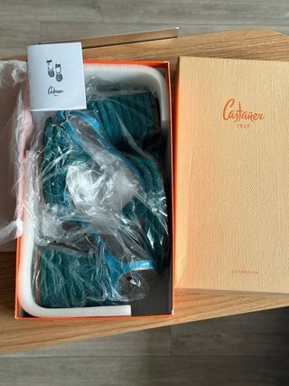 Sandalias Castañer tacón fiesta azul T37