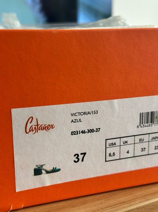 Sandalias Castañer tacón fiesta azul T37