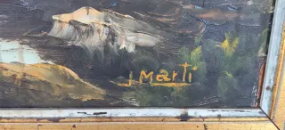 Cuadro de caza con ciervo y caballos