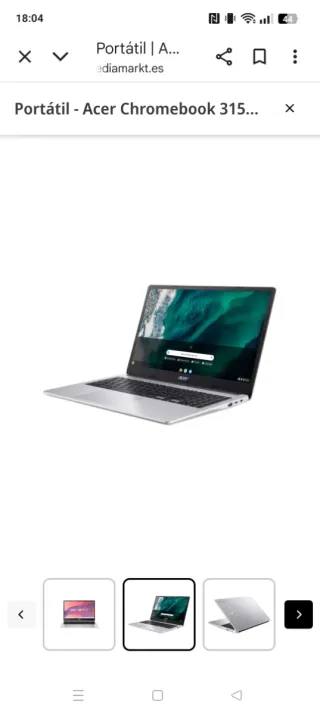 Portátil Acer Chromebook 315 Plata